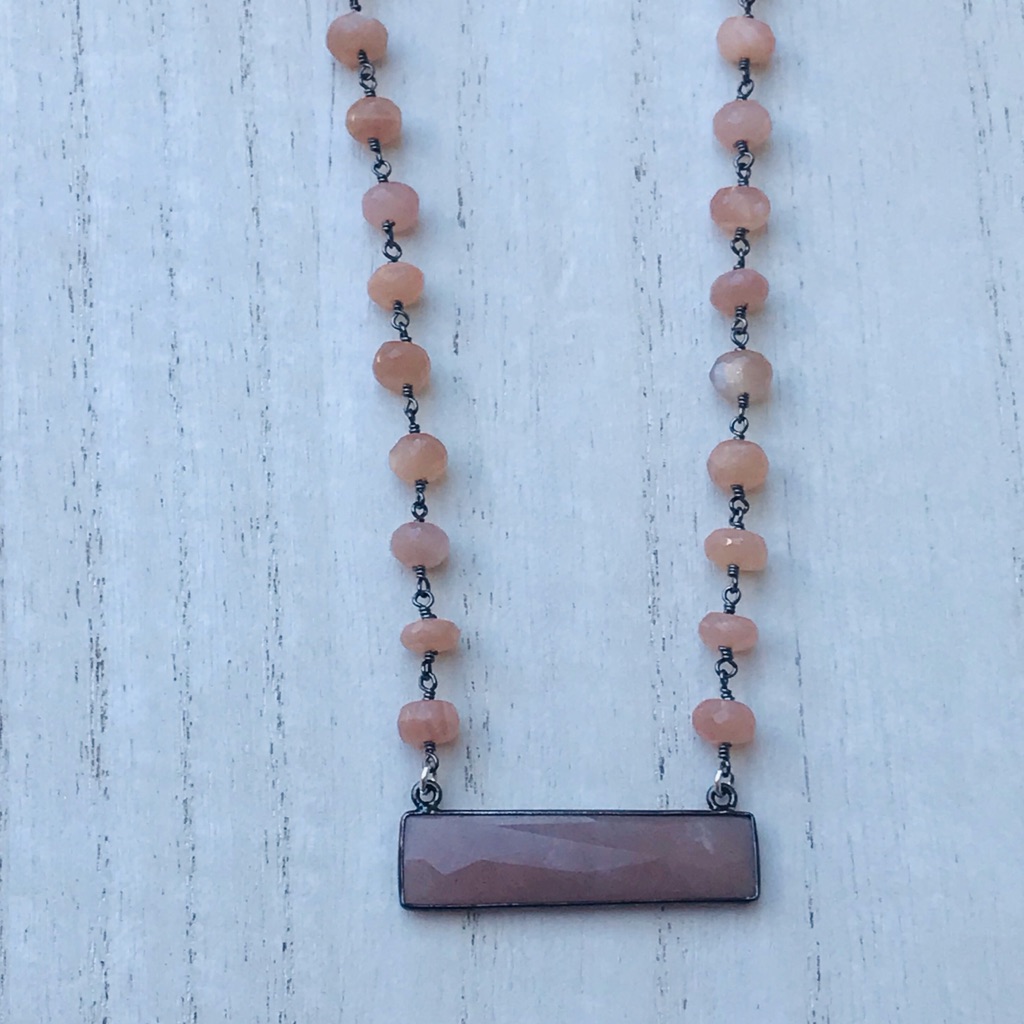 Luvleigh Designs -Peach Moonstone Necklace - Handmade In Ca